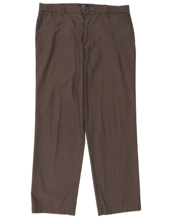 Pantaloni chino dritti da uomo Dockers W36 L31 cotone gessato grigio