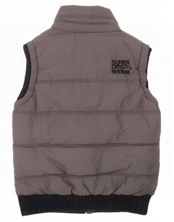 Superdry Mujer Chaleco Acolchado Extragrande UK 6 XS Algodón Color Block Gris