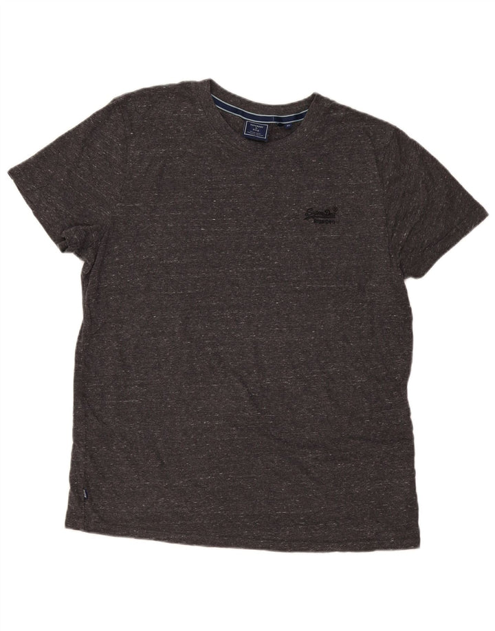 Superdry Mens T-Shirt Top XL Grey Flecked Cotton