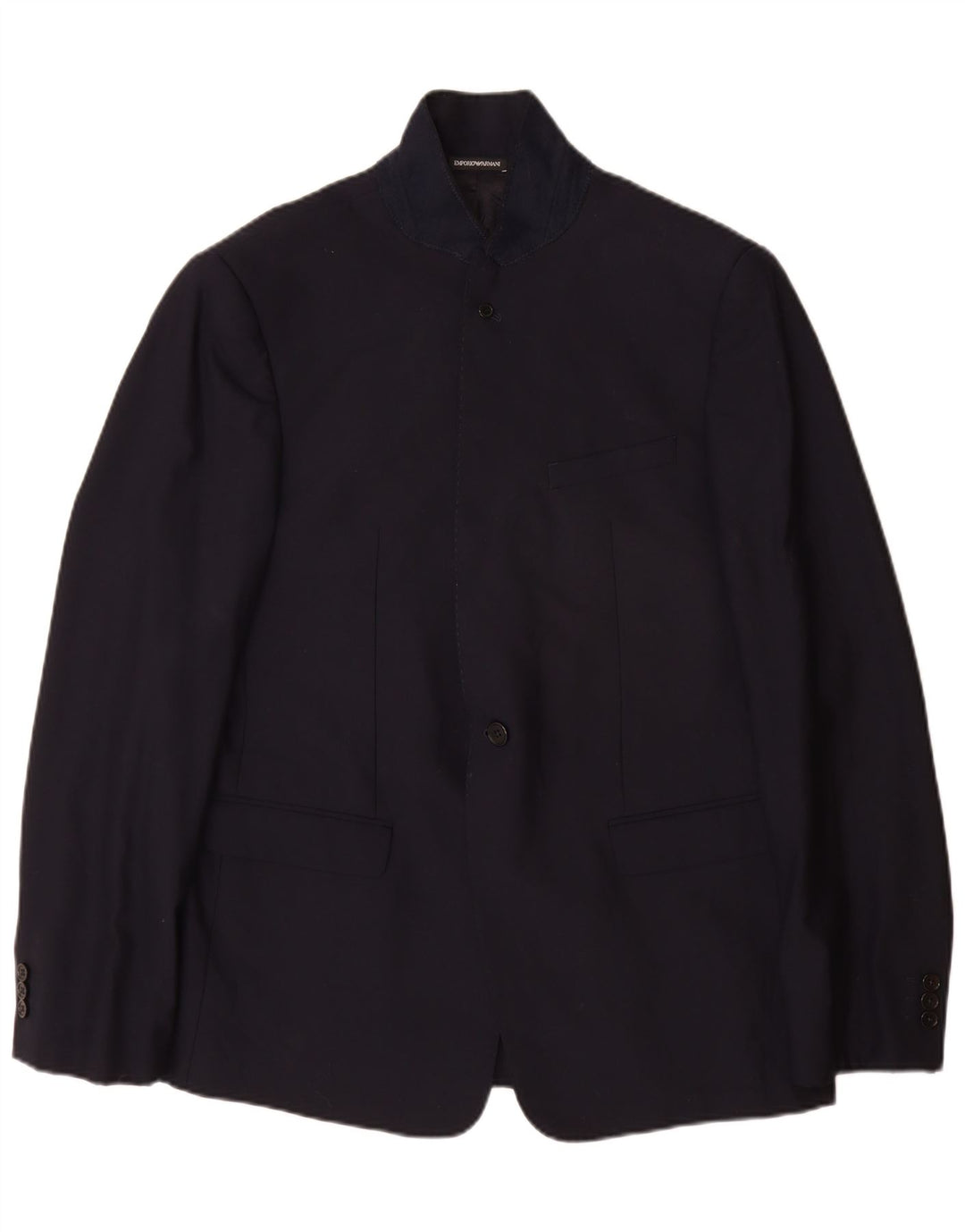 Emporio Armani Mens 2 Button Blazer Jacket EU 56 2XL Navy Blue Virgin Wool