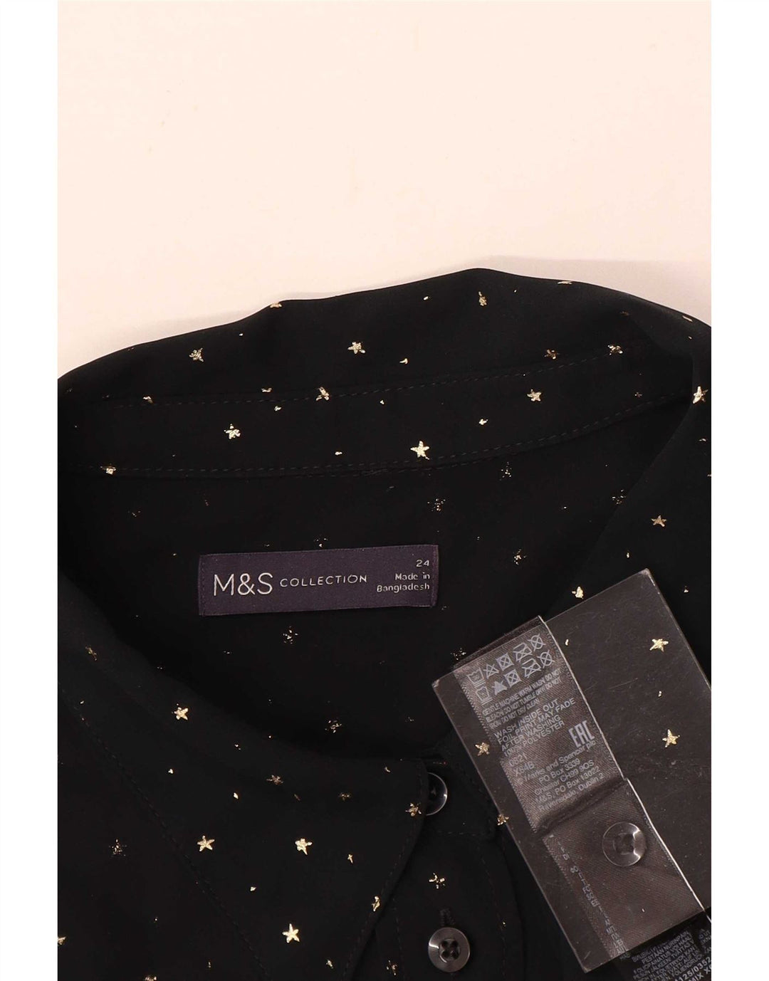 Женская блузка-рубашка Marks & Spencer UK 24 4XL, полиэстер в черный пятнистый цвет