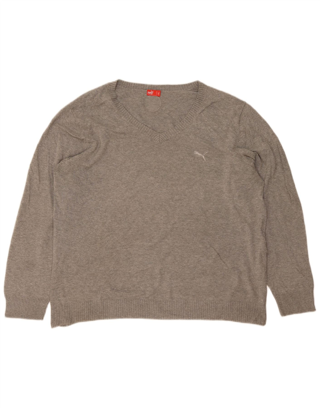 Puma Mens V-Neck Jumper Sweater XL Grey Cotton