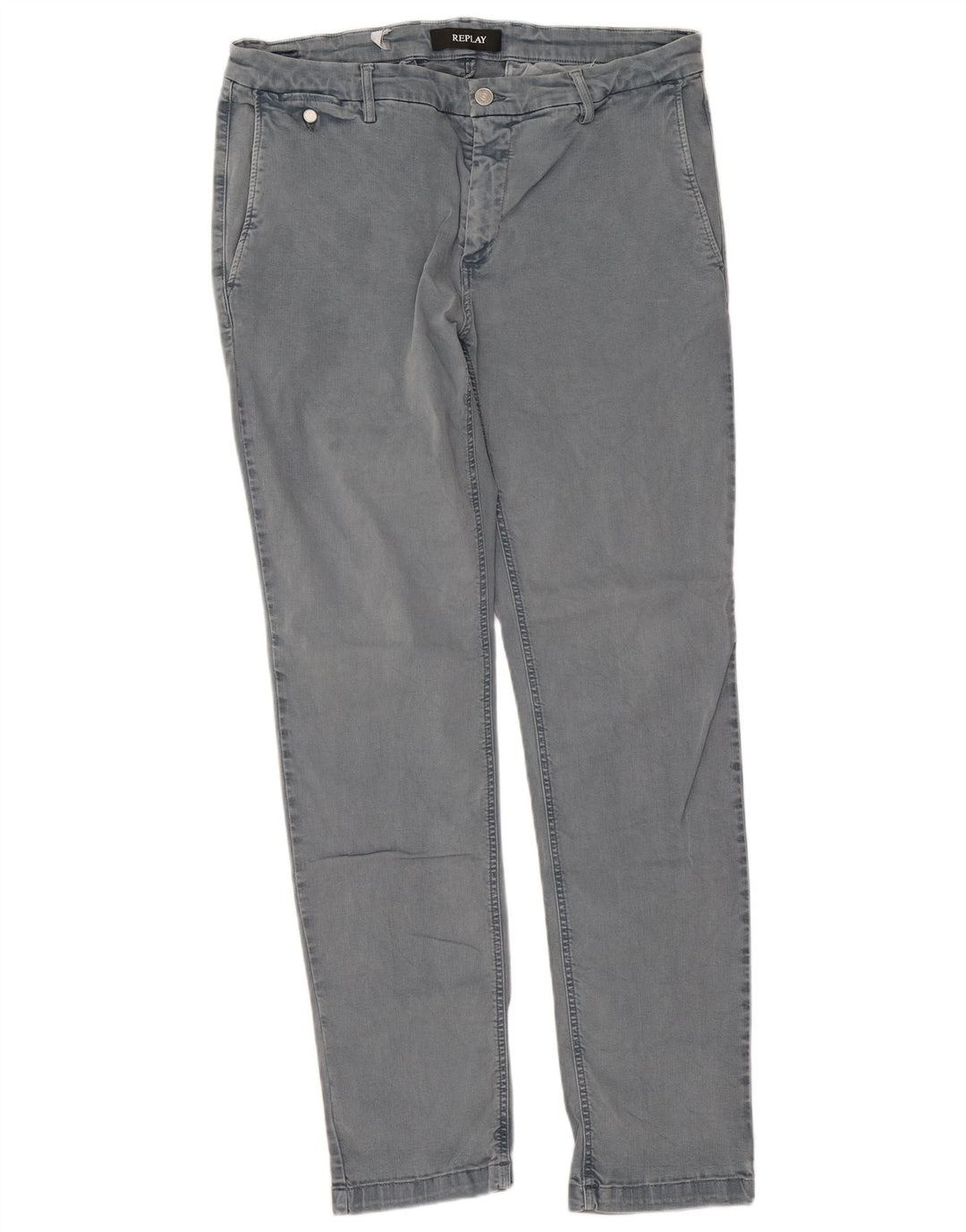 Replay Mens Slim Jeans W34 L32 Grey Cotton