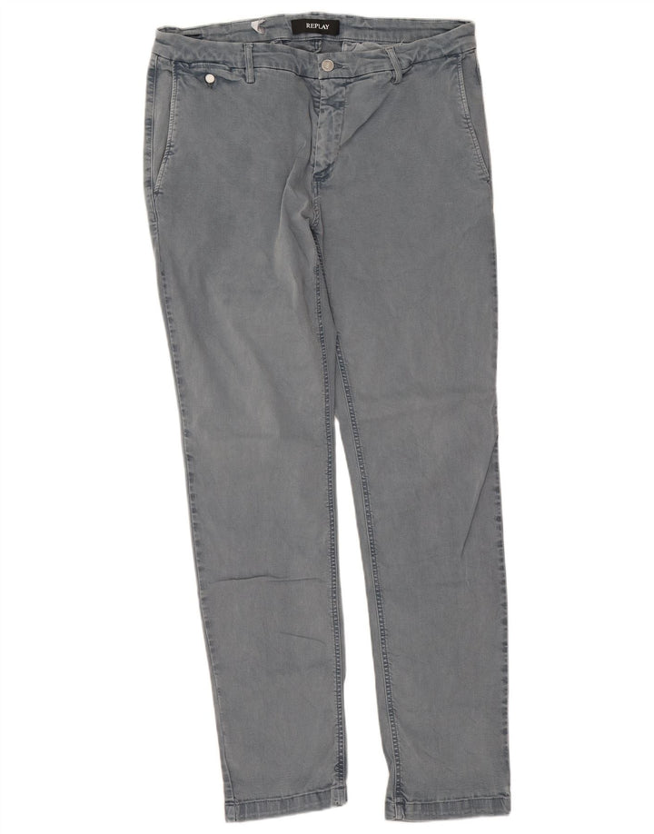 Replay Mens Slim Jeans W34 L32 Grey Cotton
