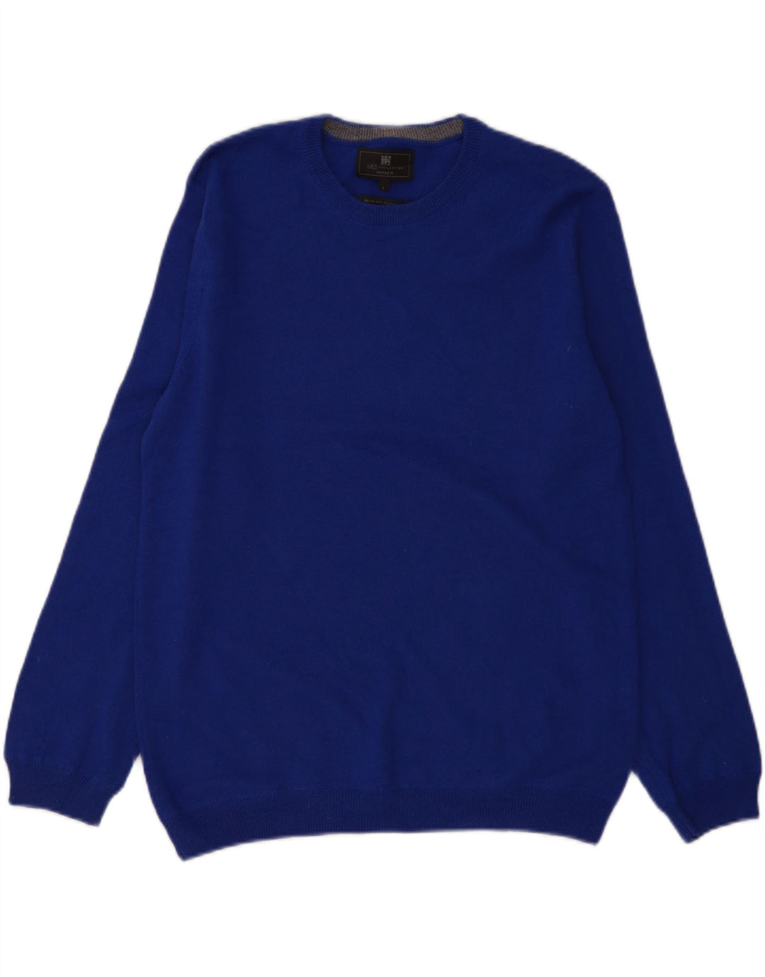 Marks & Spencer Mens Crew Neck Jumper Sweater Large Blue Wool