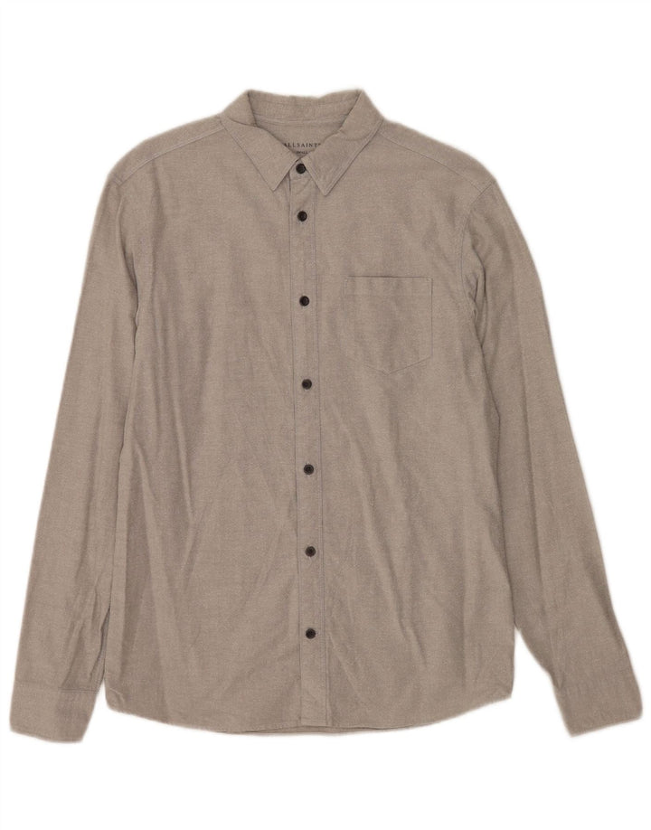 Camisa masculina All Saints pequena cinza algodão