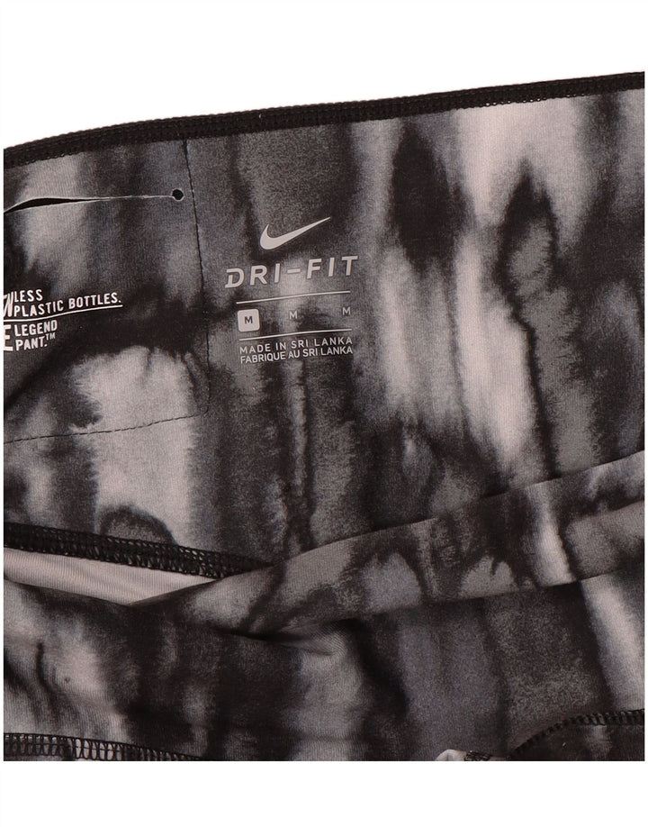 Nike Womens Dri Fit Leggings UK 14 Medium Grey Animal Print