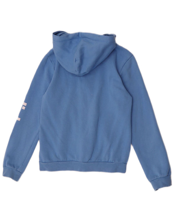 Adidas Jungen Kapuzenpullover mit grafischem Reißverschluss, 11–12 Jahre, blaue Baumwolle