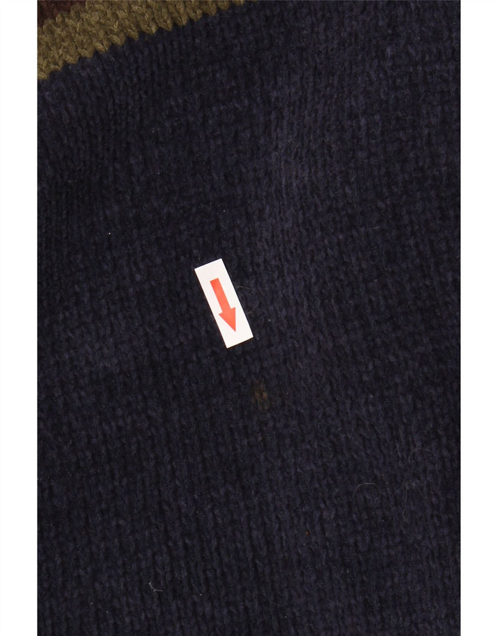 Marks & Spencer Mens Turtle Neck Jumper Sweater XL Navy Blue Colourblock