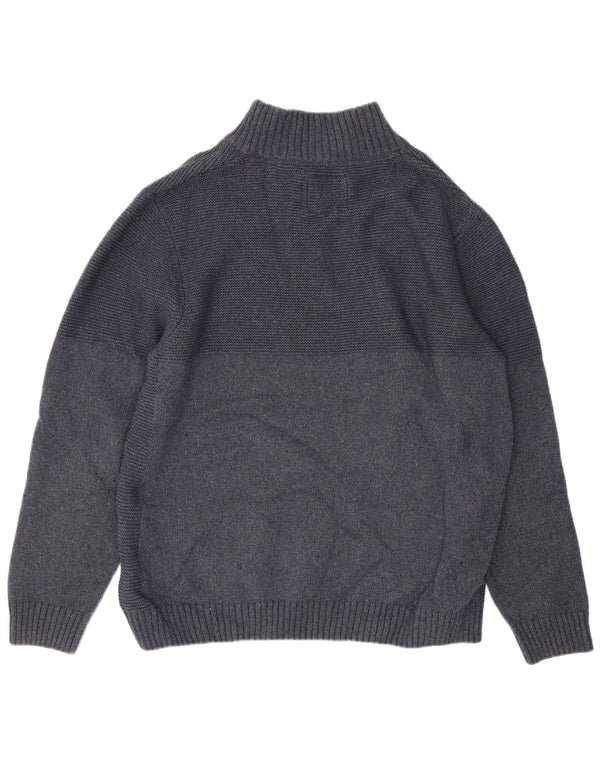 Weird Fish Suéter tipo jersey con cuello y cremallera para hombre 2XL Poliéster azul marino