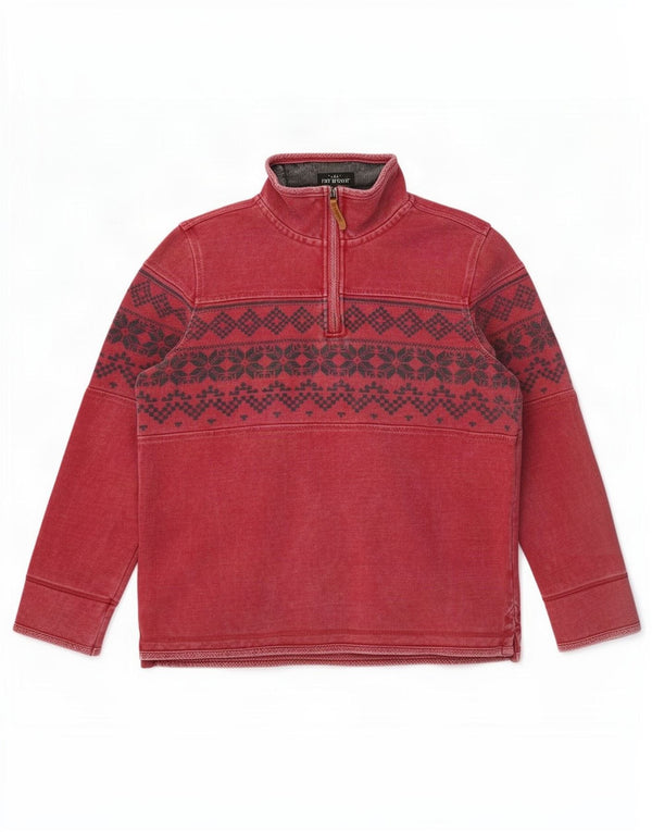 Męska bluza z zamkiem błyskawicznym Fat Face, duża, bordowa, Fair Isle Cotton
