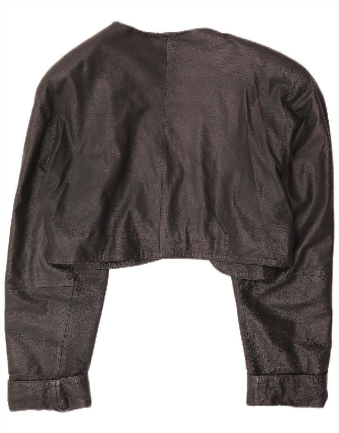 VINTAGE Womens Leather Bolero Jacket UK 14 Medium Green