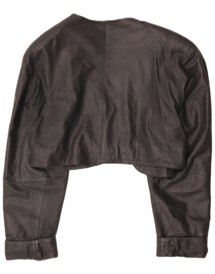 VINTAGE Womens Leather Bolero Jacket UK 14 Medium Green