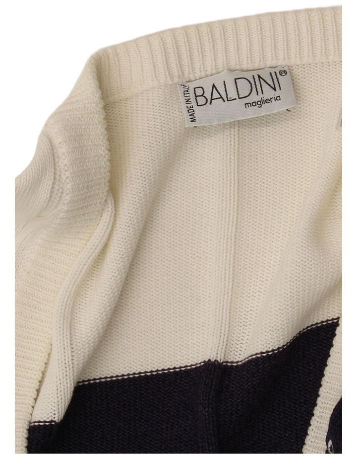 Baldini Womens Cardigan Sweater UK 16 Large White Striped