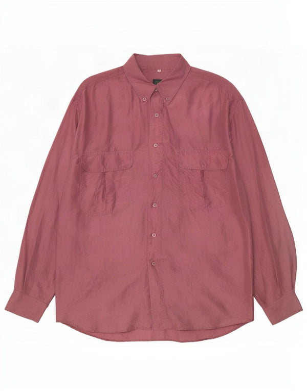 Vintage Mens Shirt Medium Burgundy Silk