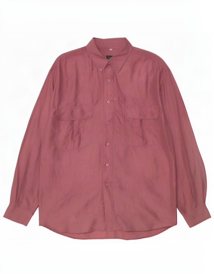 Chemise homme vintage Soie bordeaux moyenne