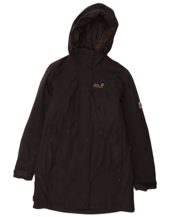 JACK WOLFSKIN Dame hætte vindjakke UK 10 Lille sort polyamid