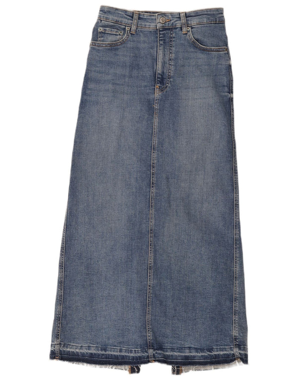 Zara Mujer Falda Vaquera Midi Small W26 Algodón Azul