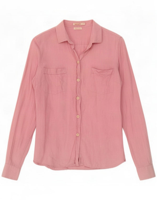 Timberland Womens Shirt UK 10 Small Pink Linen