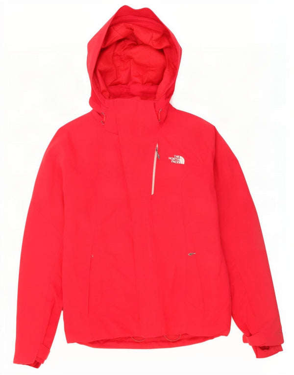 The North Face Womens Hooded Rain Jacket UK 14 Medium Red Nylon
