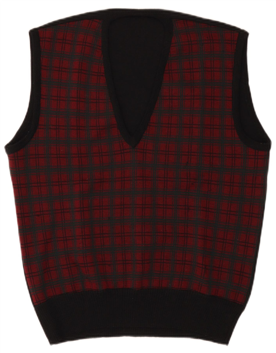 vintage Mens Vest Débardeur Petit Carreau Rouge