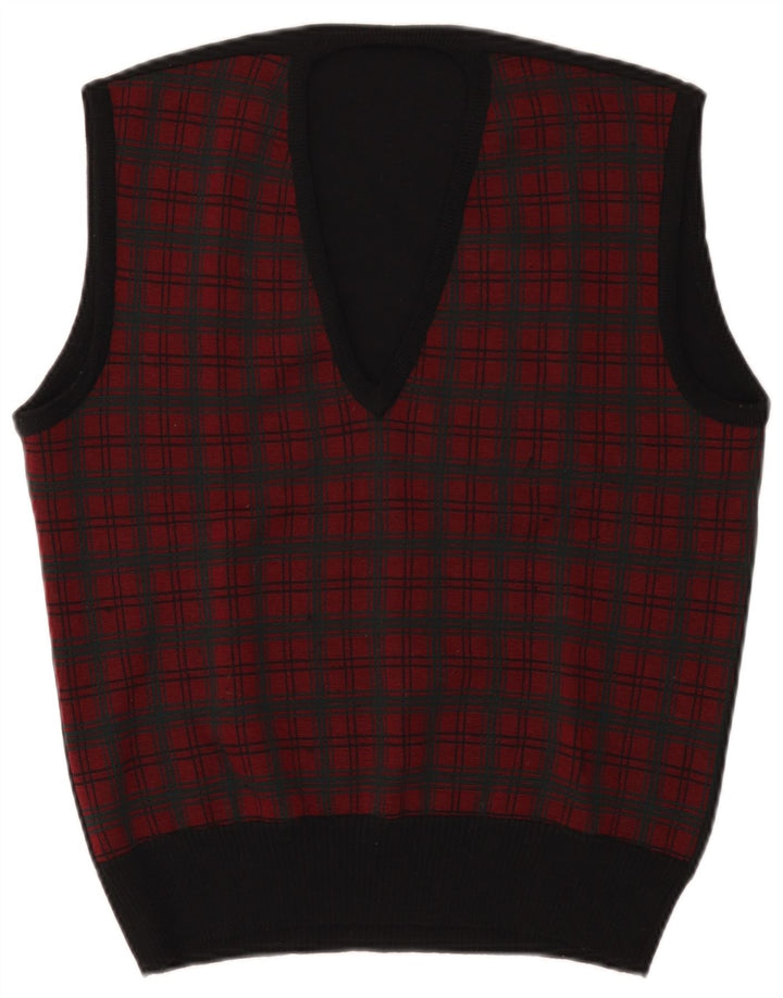 vintage Mens Vest Débardeur Petit Carreau Rouge