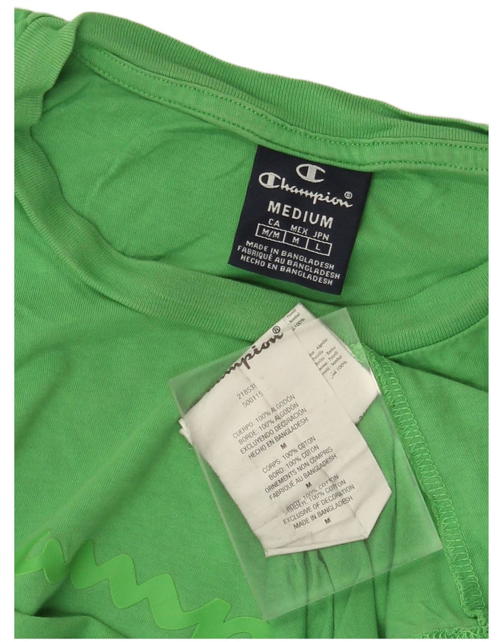 CHAMPION Mens Graphic T-Shirt Top Medium Green Cotton