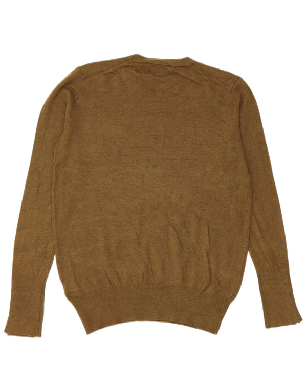 Zara Womens Crew Neck Jumper Sweater UK 14 Large Khaki Viscose