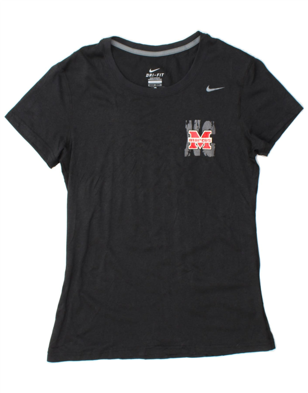NIKE Womens Dri Fit Graphic T-Shirt Top UK 10 Small Black Polyester Vintage Nike and Second-Hand Nike from Messina Hembry 