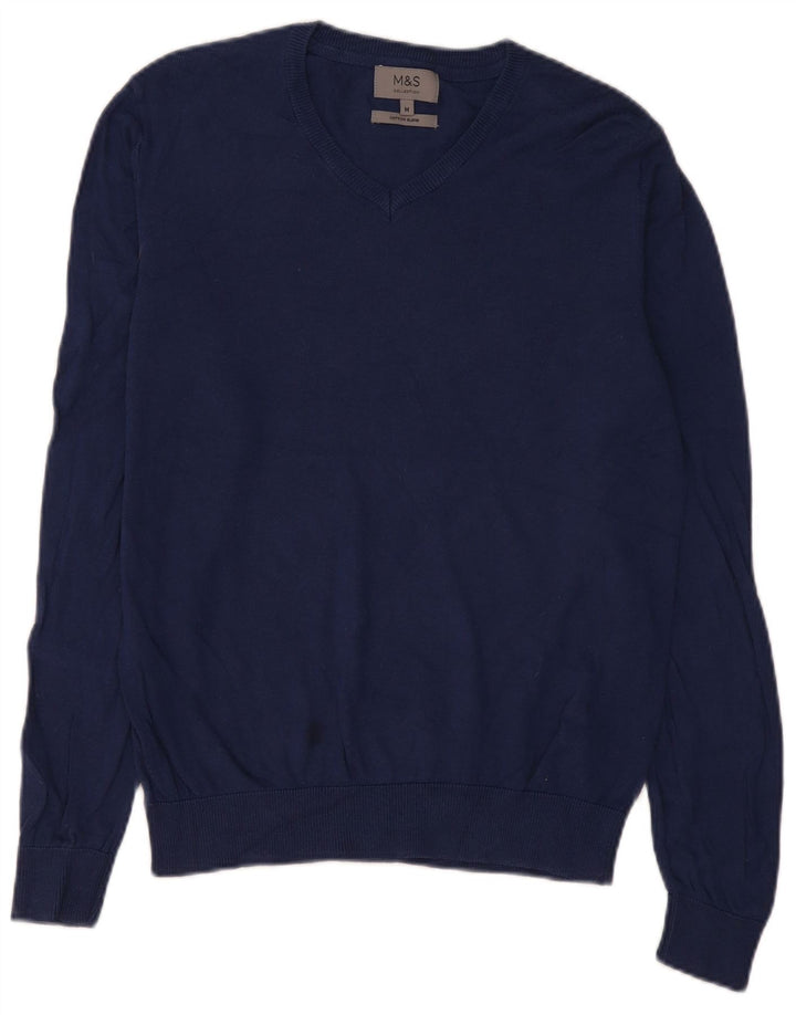 Marks & Spencer Herre V-hals sweater Medium marineblå bomuld