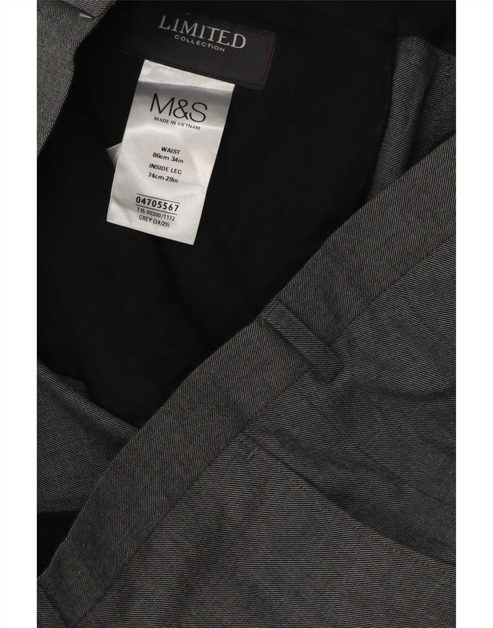 Marks & Spencer Straight Suit Bukser til mænd W34 L29 Grå polyester