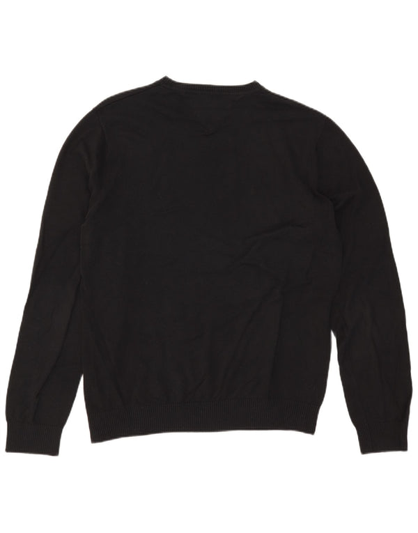 Maglione maglione con scollo a V da uomo Tommy Hilfiger cotone nero medio