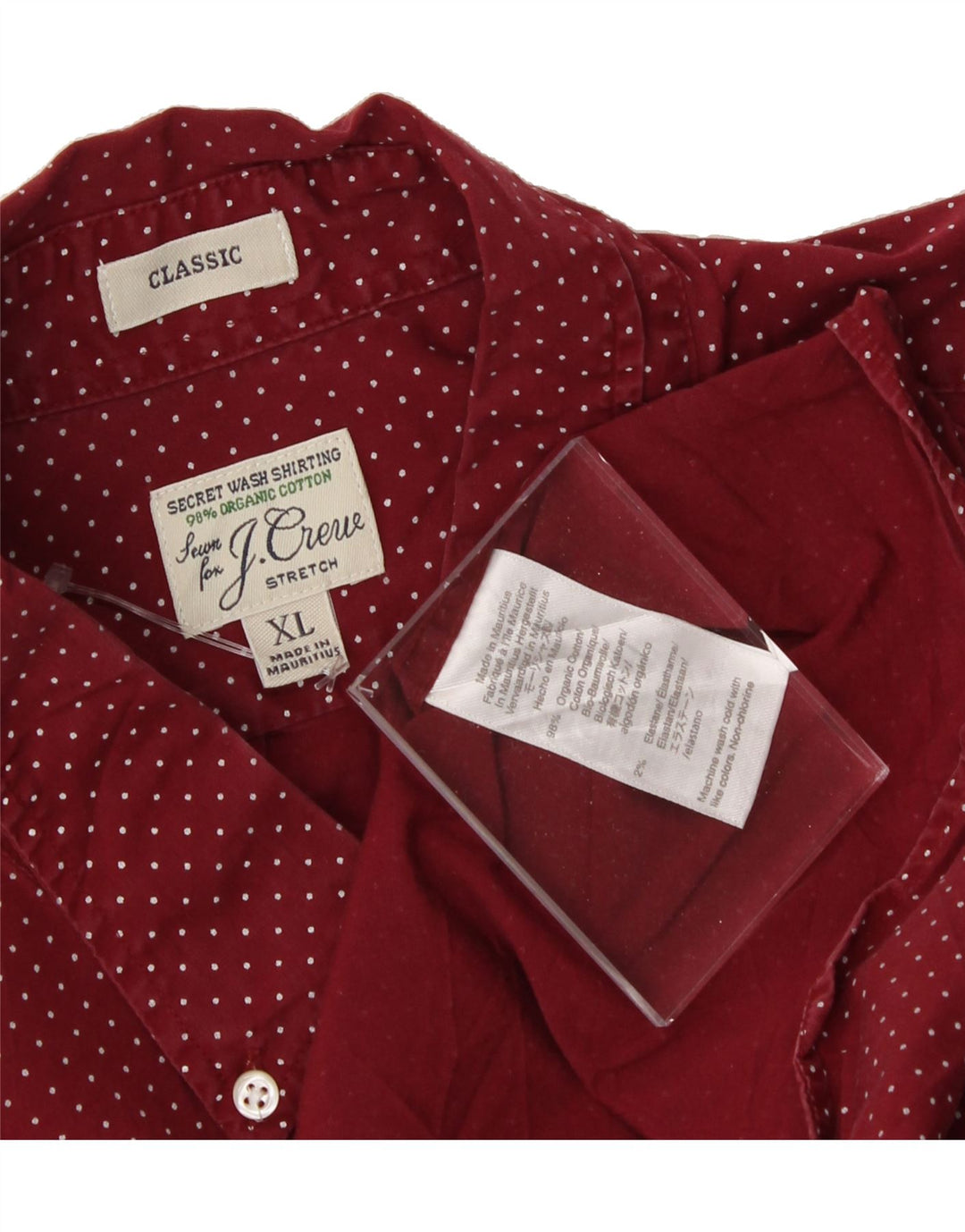 J. CREW Mens Stretch Classic Fit Shirt XL Red Polka Dot Cotton Vintage J. Crew and Second-Hand J. Crew from Messina Hembry 