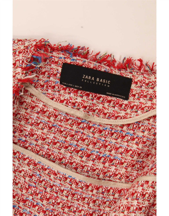 Zara Womens Open Bolero Jacket UK 16 Large Red Flecked