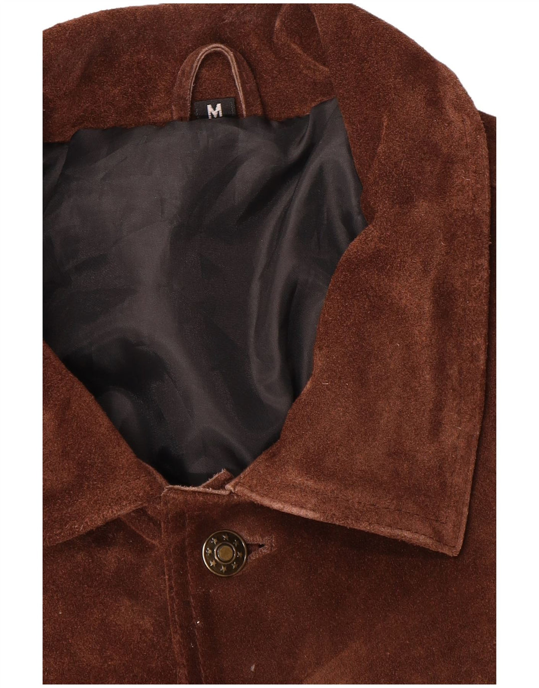 Vintage Hombres Ante Gilet Reino Unido 38 Marrón Medio