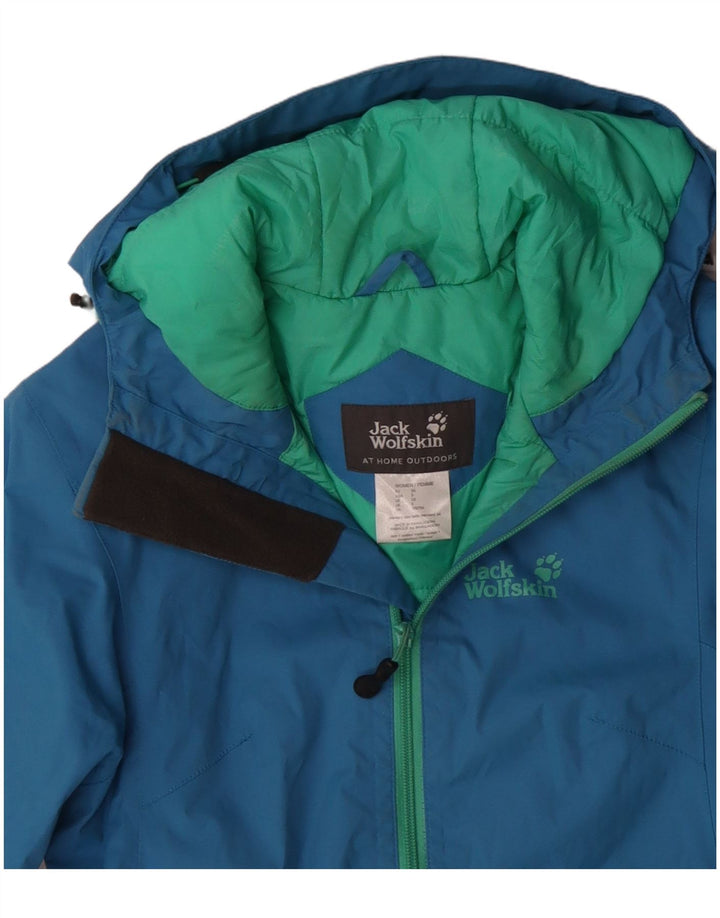 JACK WOLFSKIN Vindjakke med hætte til kvinder UK 8 Lille blå polyamid