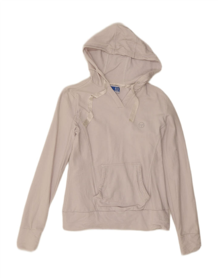 Sergio Tacchini Womens Hoodie Jumper IT 46 Large White Cotton