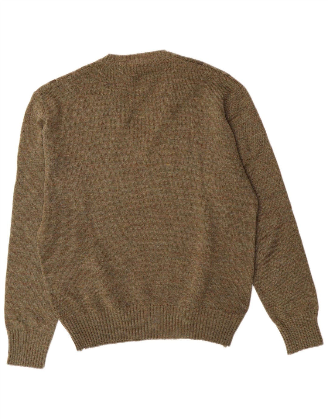 Rinaldi Mens V-Neck Jumper Sweater Medium Khaki Argyle/Diamond Wool