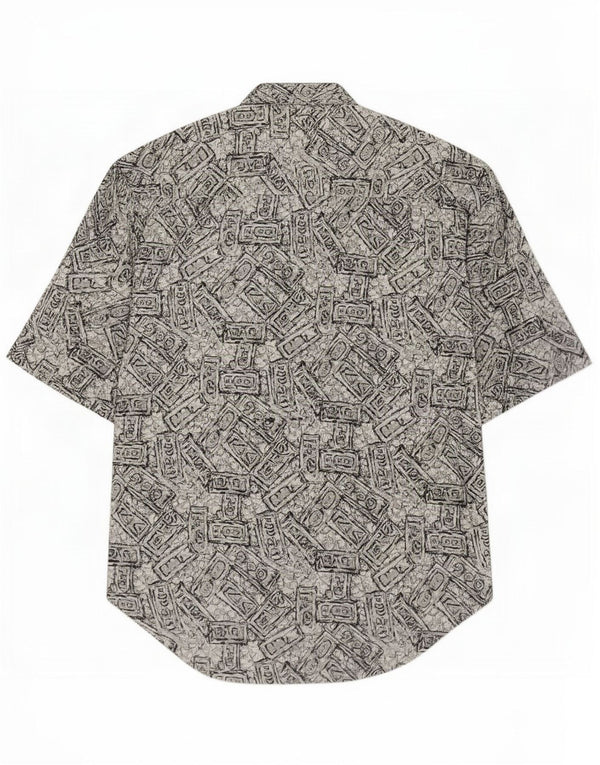vintage Chemise à manches courtes pour hommes XL Gris Géométrique