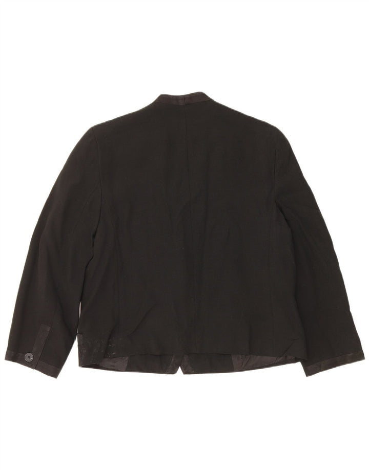 Perte by Krizia Womens 1 Button Blazer Jacket UK 16 Large Black Acetate
