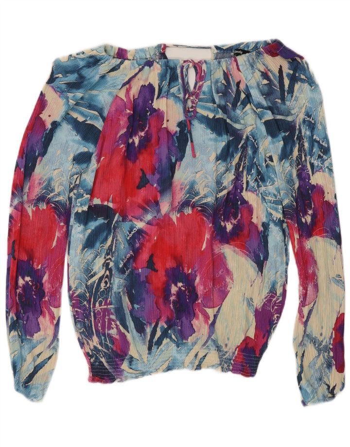 Desigual Womens Graphic Off Shoulder Top UK 10 Small Multicoloured Floral