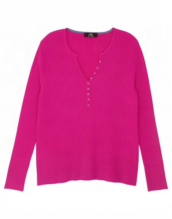 Marks & Spencer Pull col V pour femme UK 22 3XL Rose Viscose