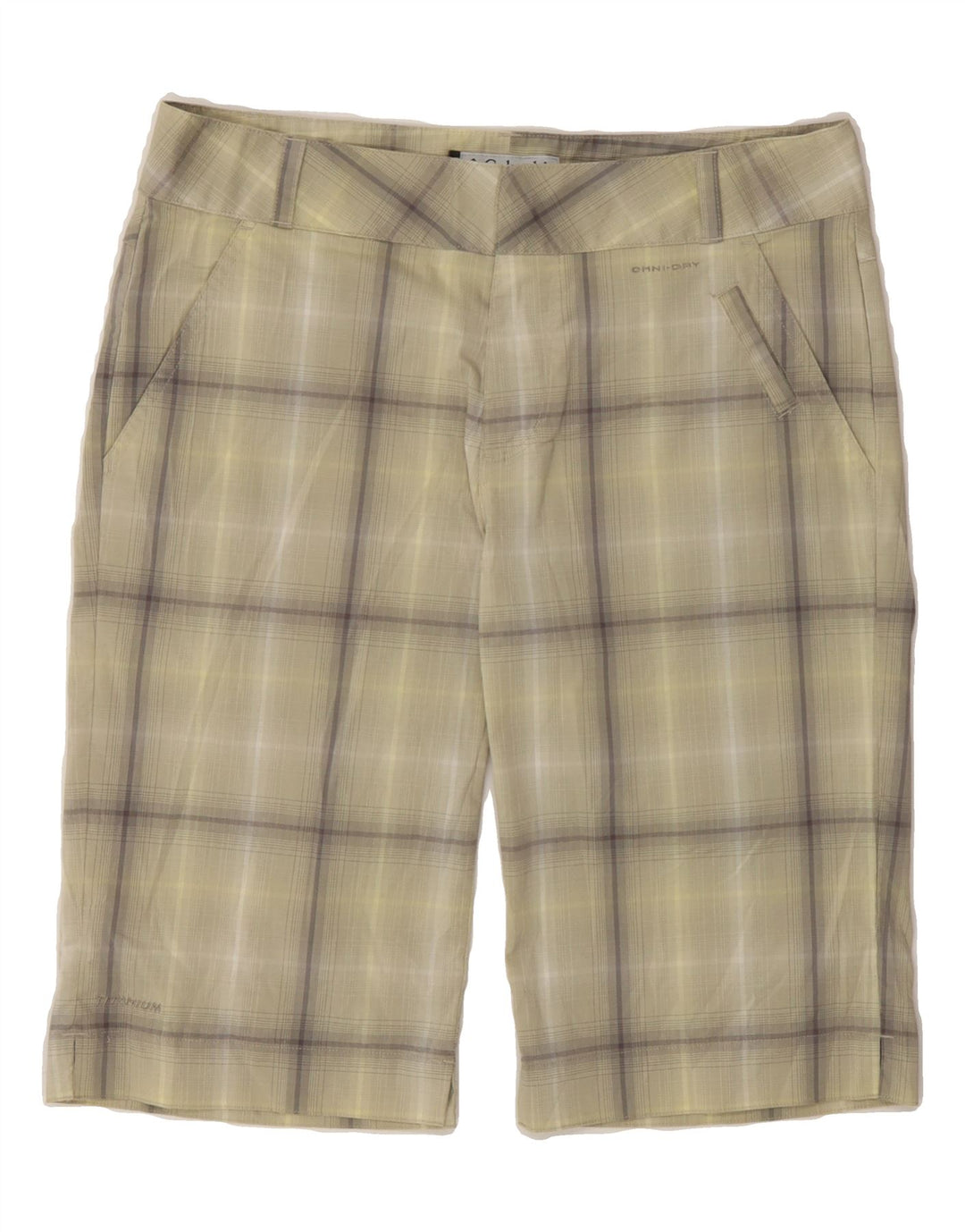 COLUMBIA Womens Bermuda Chino Shorts US 8 Medium W30  Khaki Check Vintage Columbia and Second-Hand Columbia from Messina Hembry 