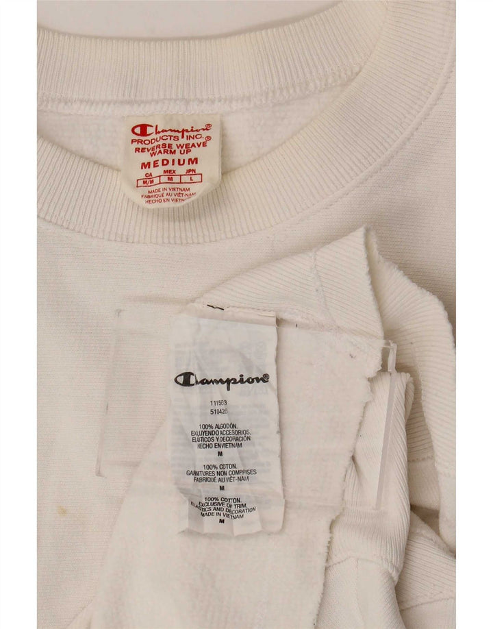 Champion Womens Reverse Weave Crop Sweatshirt Jumper UK 14 Medium White