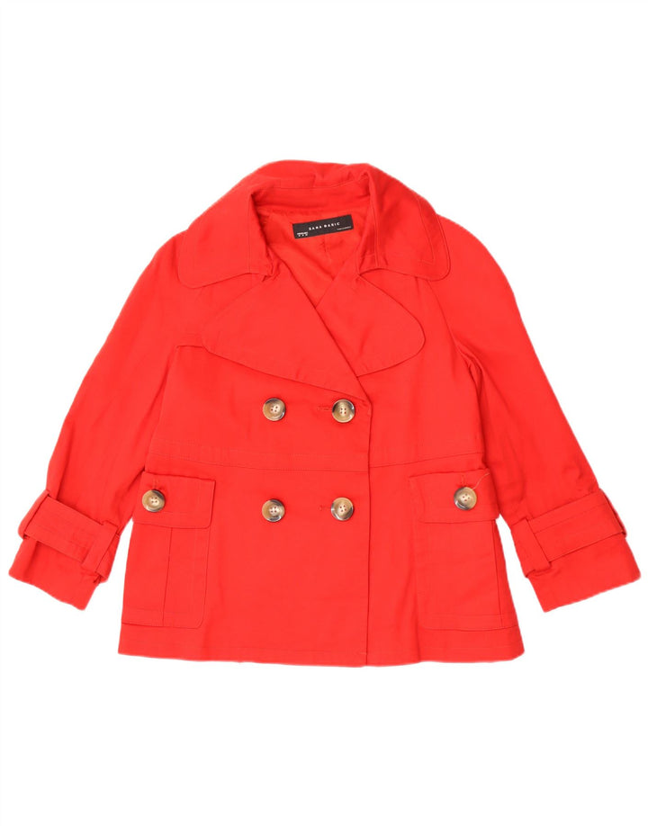 Cappotto da marinaio corto da donna Zara UK 14 cotone rosso medio