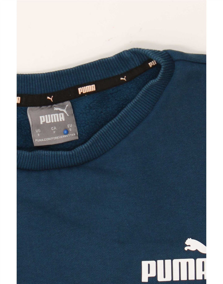 Puma Womens Oversized Sweatshirt Jumper UK 10 Small Blue Cotton