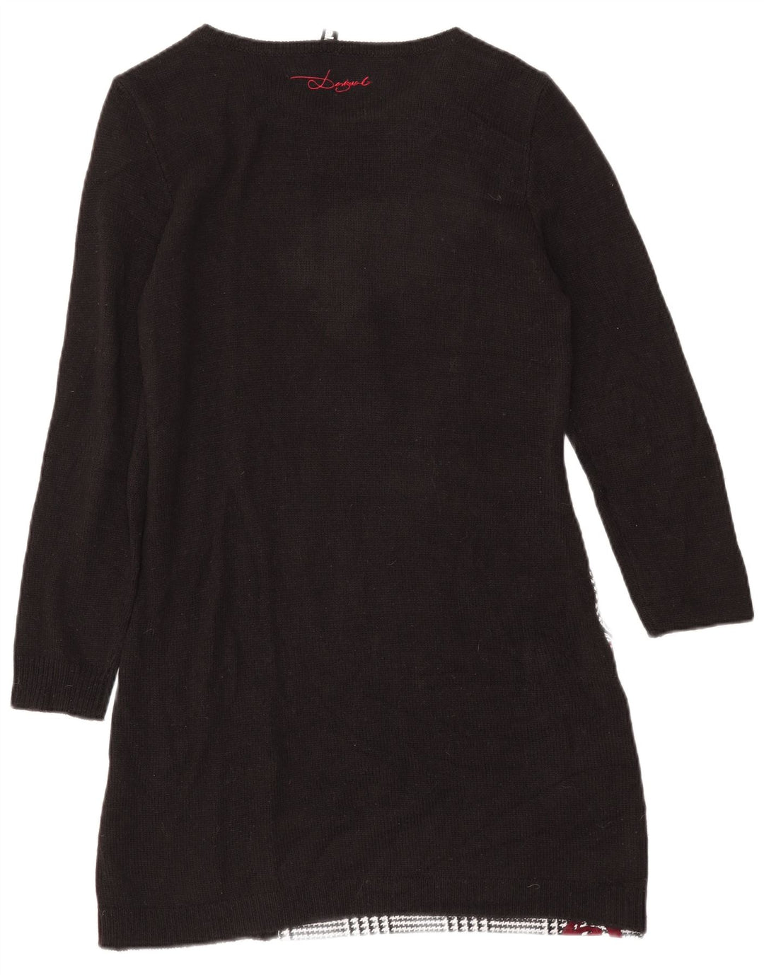 DESIGUAL Womens Graphic Jumper Dress EU 42 Large Black Houndstooth