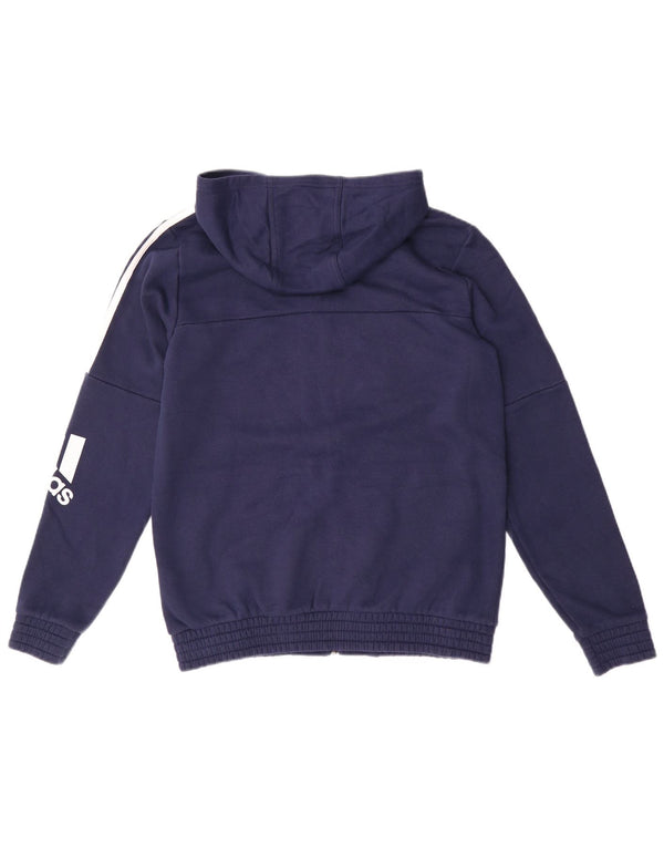 Adidas Свитер с капюшоном на молнии с графическим рисунком для мальчиков 13–14 лет, темно-синий, хлопок
