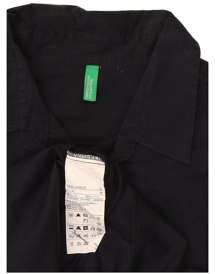 Benetton Womens Shirt UK 16 Large Black Cotton