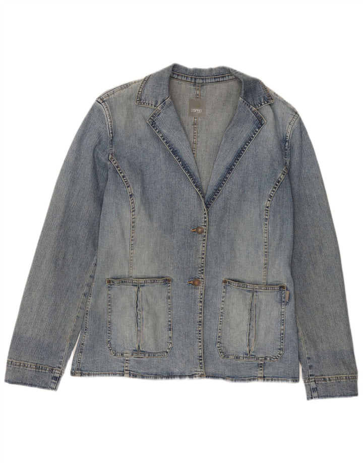 ESPRIT Dame 2-knaps denim blazerjakke UK 16 Stor blå bomuld